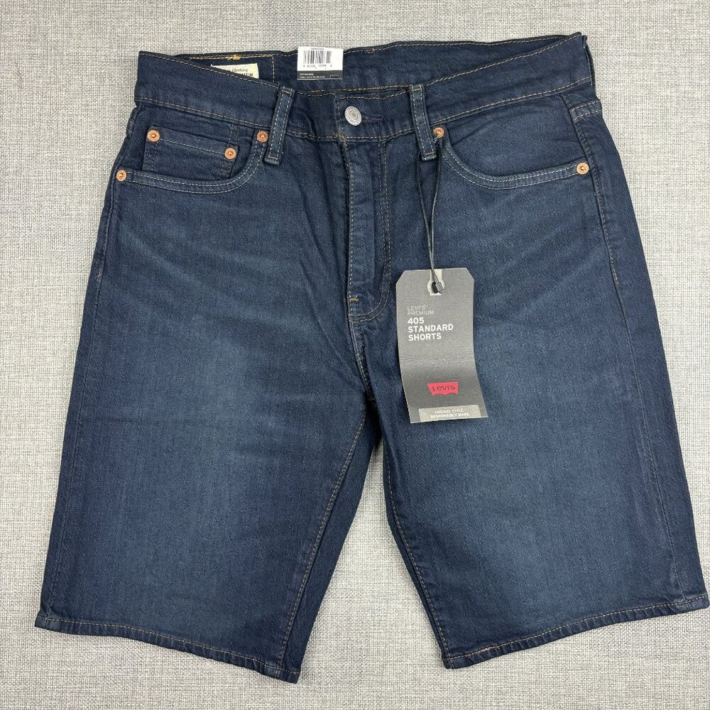 Levi's Premium 405 Standard Shorts W30 L10 Stretch Denim Dark Blue.
